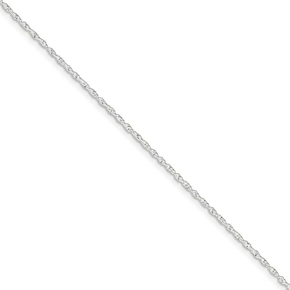 Sterling Silver 1.3mm Singapore Chain Anklet, 9 Inch